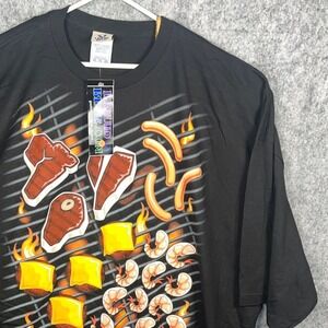Liquid Blue Men's Grill Master BBQ Graphic T-Shirt Black 6XL NWT / Sticker